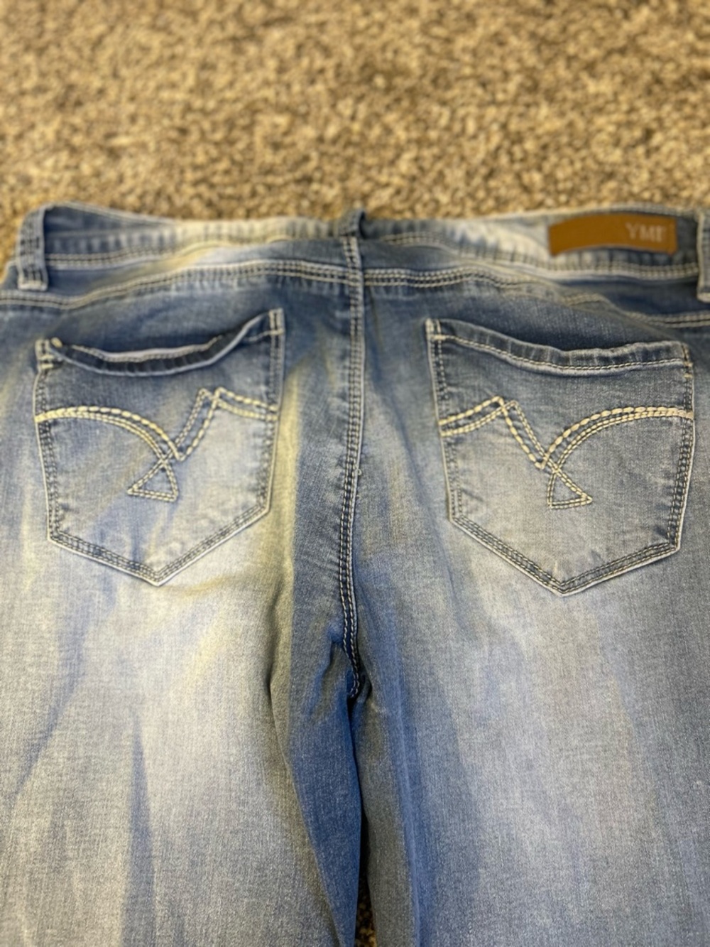 YMI women’s Light Blue Denim Jeans with Brown Patch - Picture 9 of 10